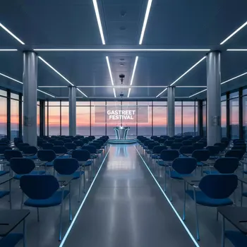 Аренда Стул Омега плюс с планшетом пюпитром синий в Radisson Blu Resort & Congress Centre — ART SPACE