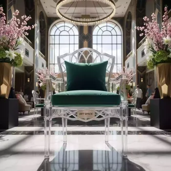 Аренда Стул ХЭМПСОН прозрачный с зеленой бархатной подушкой в Mövenpick Hotel — ART SPACE