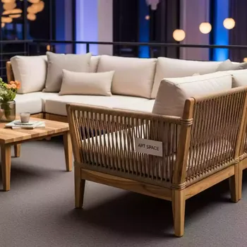 Аренда Комплект мебели Paris Corner Set Latte из акации и роупа в Mövenpick Hotel — ART SPACE