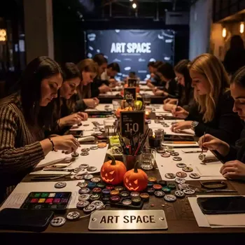 Аренда Мастер класс закатные значки на Хэллоуин в ресторане «D.O.M» — ART SPACE