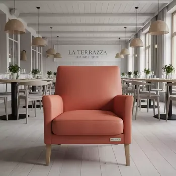 Аренда Чехла на стул Eames E07 кожзам коралловый в ресторане «La Terrazza» — ART SPACE