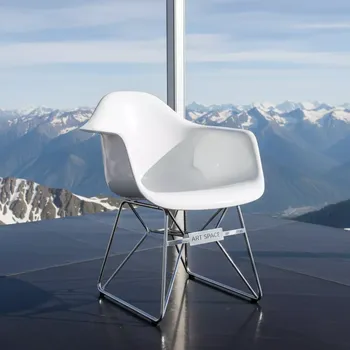 Аренда Стул пластиковый SHF W белый хромированные ножки на площадке Rosa Peak (2320м) — ART SPACE
