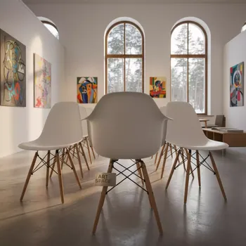 Аренда Стул дизайнерский Eames стиль DSW White и Wood в санатории «Металлург» — ART SPACE