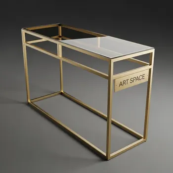 Аренда Консоль КРОСС 115х30 золото стекло smoke на пляже «Мандарин» — ART SPACE
