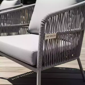 Аренда Кресло Монако плетеное из роупа светло серое в Sochi Marriott Krasnaya Polyana — ART SPACE