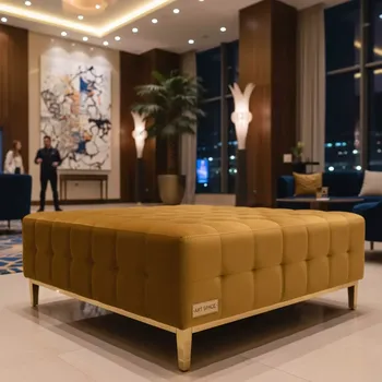 Аренда Пуфик золотой с квадратной стежкой в отеле Hyatt Regency Sochi — ART SPACE