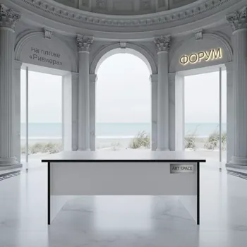 Аренда Стол Лидер 1 1200х800 белый черный кромка ПВХ на пляже «Ривьера» — ART SPACE