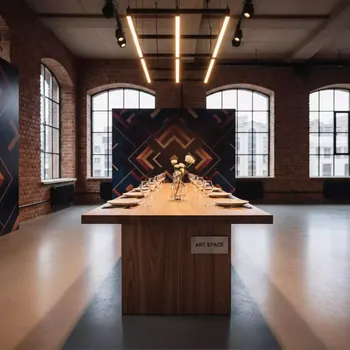 Аренда Стол Милан 130 см лента лиственница в Boutique Hotel PORTUM 1905 — ART SPACE