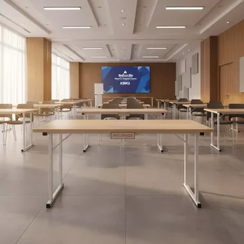 Аренда Стол мобильный складной бук белый 140х70 см в Radisson Blu Resort & Congress Centre — ART SPACE