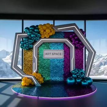 Аренда Декор фотозона из пайеточной ткани с шарами на площадке Rosa Peak (2320м) — ART SPACE