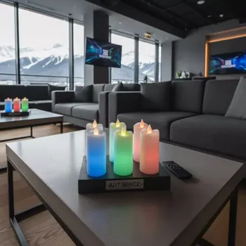 Аренда Свечи LED разноцветные с пультом белые высота 10 см в Radisson Hotel Rosa Khutor — ART SPACE