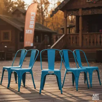 Аренда Стул голубой Tolix в этно-парке «Моя Россия» — ART SPACE