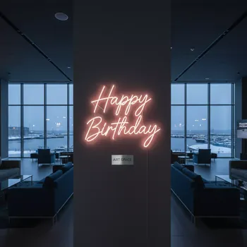 Аренда Неоновая надпись Happy Birthday в зале «Чайка» (Морпорт) — ART SPACE