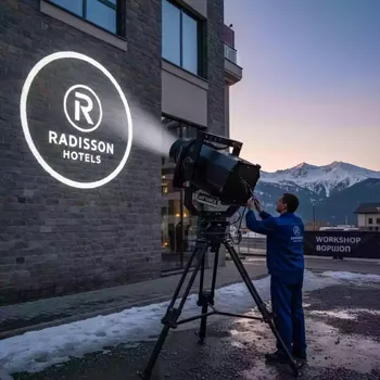 Аренда Прожектор Гобо лого уличного применения в Radisson Hotel Rosa Khutor — ART SPACE
