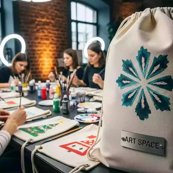 Аренда Мастер класс новогодний роспись холщовых мешочков в Skypark Sochi — ART SPACE