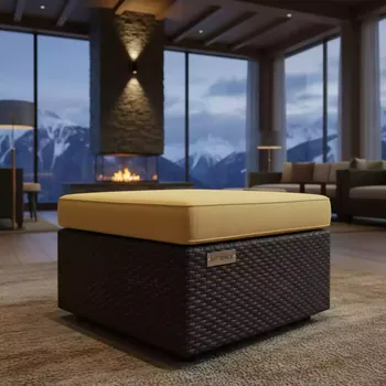 Аренда Оттоманка плетеная Лунго с подушкой соломенный в Radisson Hotel Rosa Khutor — ART SPACE