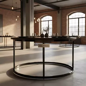 Аренда Стол банкетный Amsterdam Round black chrome в ресторане «Плакучая Ива» — ART SPACE