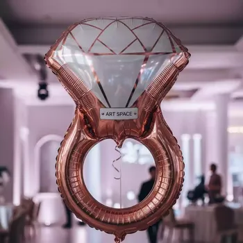 Аренда Шар фольгированный кольцо с бриллиантом розовое золото в Red Arena — ART SPACE