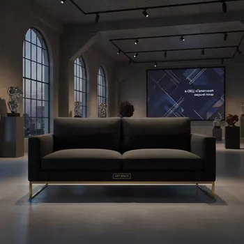 Аренда Диван двухместный Andrian black & gold в ОКЦ «Галактика» — ART SPACE