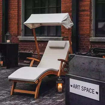 Аренда Шезлонг лежак деревянный с козырьком Shine в санатории «Металлург» — ART SPACE