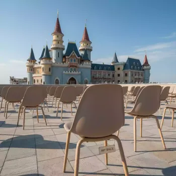Аренда Стул пластиковый Eames кофе с молоком каркас бук в отеле «Богатырь» — ART SPACE