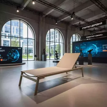 Аренда Шезлонг Dias алюминиевый бежевый в Университете «Сириус» — ART SPACE