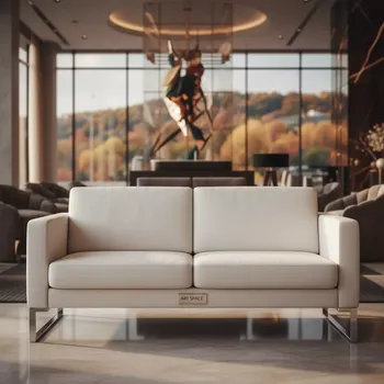 Аренда Диван Хонер экокожа Cometa white ножки металл хром в Grand Karat Sochi — ART SPACE