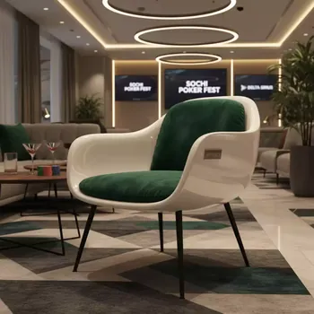 Аренда Полукресло Лилия белое тёмно зелёное чёрные ножки в Delta Sirius — ART SPACE