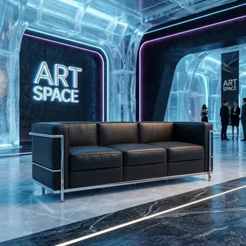 Аренда Черный трехместный диван Chrome Сочи | ART SPACE
