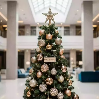Аренда Набор елочных шаров с верхушкой пластик микс в Courtyard by Marriott Sochi — ART SPACE