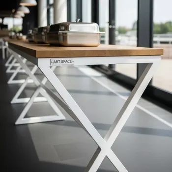 Аренда Фуршетный стол X Loft White Natural в ресторане «Высота 5642» — ART SPACE