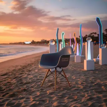 Аренда Стул дизайнерский Eames стиль DSW DAR grey серого цвета на пляже «Мандарин» — ART SPACE