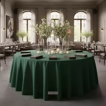 Аренда Скатерть круглая "Габардин" изумрудная 3300 мм в ресторане «Brunello» — ART SPACE