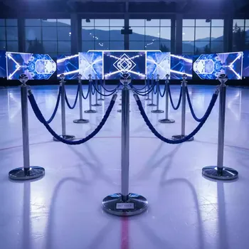 Аренда Стойка ограждение с канатом Barrier Chrome в ледовом дворце «Роза Хутор» — ART SPACE