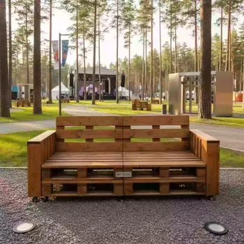 Аренда Диван прямой из паллет коричневый в санатории «Металлург» — ART SPACE