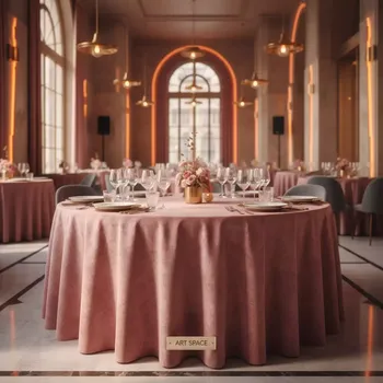 Аренда Скатерть розовый бархат ø 330 см в ресторане «Brunello» — ART SPACE