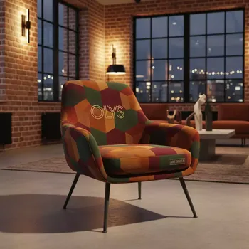 Аренда Стул велюр Connect ножки металл RAL вышивка на спинке Olys в Boutique Hotel PORTUM 1905 — ART SPACE