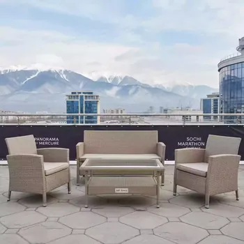 Аренда Комплект плетеной мебели с диваном AFM 804B Beige в Panorama by Mercure — ART SPACE