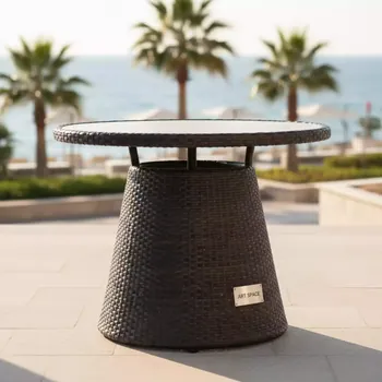 Аренда Стол круглый из искусственного ротанга T282ANS W53 D72 brown в City Park Hotel Sochi — ART SPACE
