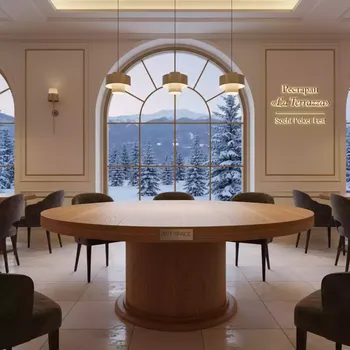 Аренда Стол для переговоров круглый диаметр 1100 мм дуб в ресторане «La Terrazza» — ART SPACE