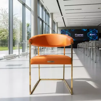 Аренда Стул Хит Лайт экокожа оранжевая каркас золото в Novotel Resort — ART SPACE