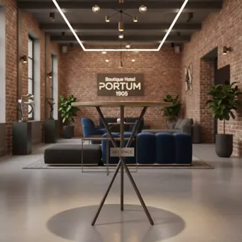 Аренда Стол барный складной Sky Folding Bar Table бежевый диаметр 600 мм в Boutique Hotel PORTUM 1905 — ART SPACE