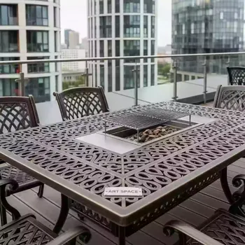Аренда Мебель из литого алюминия с барбекю Etna цвет античная бронза в Skypark Sochi — ART SPACE