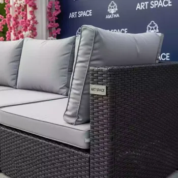 Аренда Диван пластиковый плетеный Monaco Lounge XL антрацит с подушками на вилле «Анна» — ART SPACE