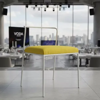 Аренда Стул УНИСОН белый с лимонной бархатной подушкой в ресторане «Voda» — ART SPACE