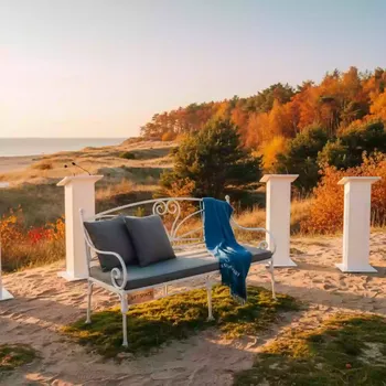 Аренда Скамейка кованая белая в пляжном комплексе VinoGrad — ART SPACE