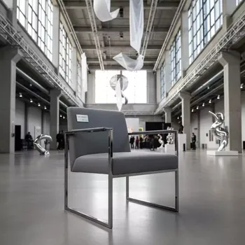 Аренда Стул ИЗО серый ткань хром на территории Морпорта Сочи — ART SPACE