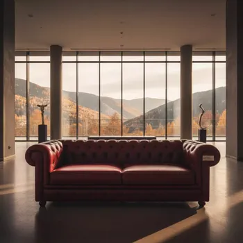 Аренда Диван красный Честерфилд в Rixos Krasnaya Polyana — ART SPACE