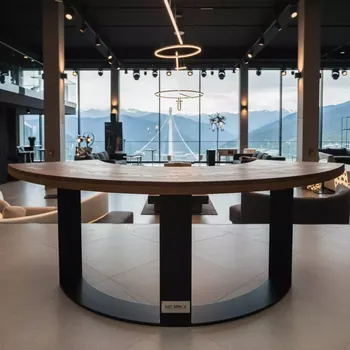 Аренда Стол полукруглый С профиль лиственница Милан 190 см в Skypark Sochi — ART SPACE