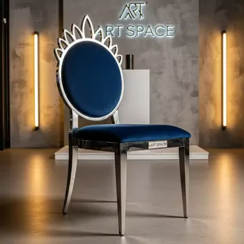 Аренда Стул Хит корона синяя каркас золото в ресторане «Баран-Рапан» — ART SPACE